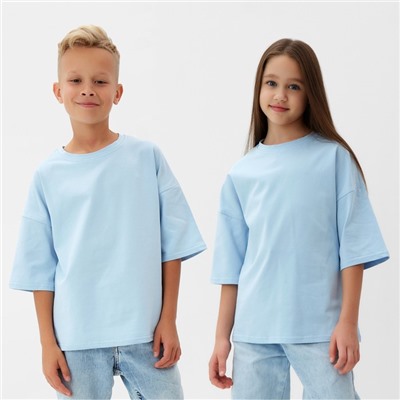 Футболка детская MINAKU: Basic Line KIDS, голубая, рост 110-116 см