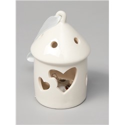 Светодиодная фигура «Дом с сердцем», 9.3×6×6 см, 1 LED, керамика, от батареек LR44×3 шт., тёплый белый свет