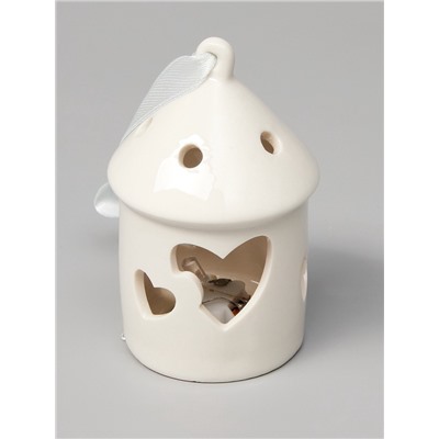 Светодиодная фигура «Дом с сердцем», 9.3×6×6 см, 1 LED, керамика, от батареек LR44×3 шт., тёплый белый свет