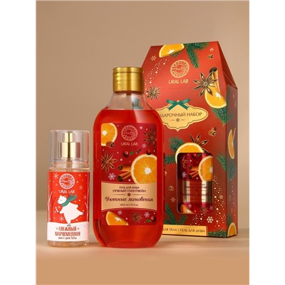 Новогодний подарочный набор косметики «Уютные мгновения»: гель для душа 300 мл и мист для тела 88 мл, URAL LAB