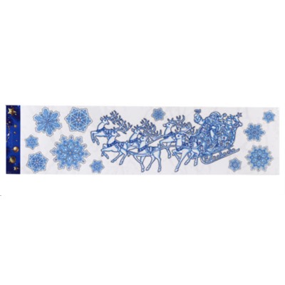 Наклейка новогодняя 58х15 Дед мороз на санях / 610-262 /уп 12/600/694985