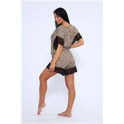 Пижама 375708  с шортами и футболкой кружевная