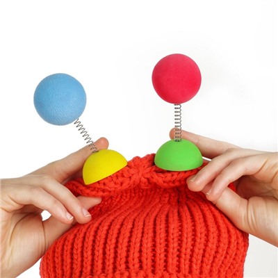 Карнавальная шапка «Глазастик», с рожками р-р 56-58, красная