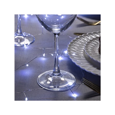 Гирлянда «Мишура» 5 м роса, IP20, серебристая нить, 100 LED, 2 режима, батарейки AAх3 (нет в комплекте), свечение белое