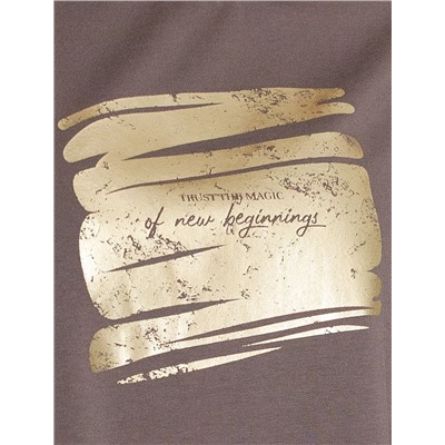 Нарядная футболка с принтом фольгой из премиального хлопка с эластаном