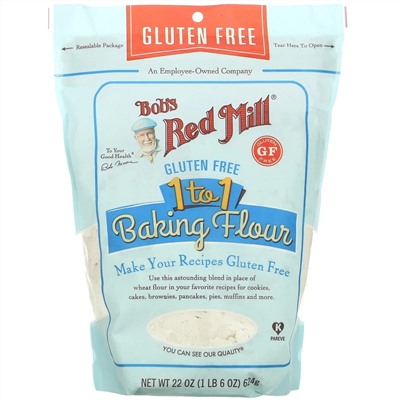 Bob's Red Mill, мука для выпечки 1:1, безглютеновая, 624 г (22 унции)