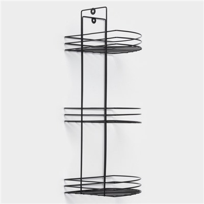 Полка для ванной угловая 3-х ярусная, 20×20×49 см, чёрная