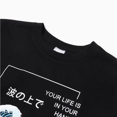 Футболка для мальчика, цвет черный, рост 140 см