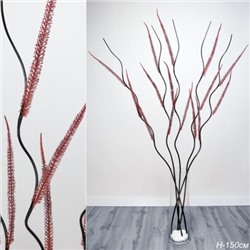 Сухоцвет набор 5 штук 150 см с блестками красный / 39-27 / 641087