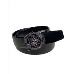 Ремень мужской с автоматической пряжкой из искусственной кожи, цвет черный