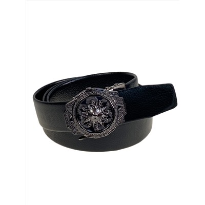 Ремень мужской с автоматической пряжкой из искусственной кожи, цвет черный