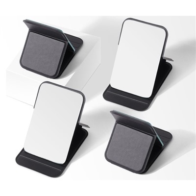 Зеркало карманное складное из экокожи, 10,5*7 см.