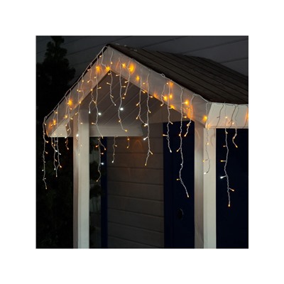 УЦЕНКА Гирлянда «Бахрома» 3×0.6 м, IP44, УМС, белая нить, 160 LED, свечение жёлтое, мерцание белым, 220 В