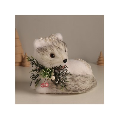 Фигурка «Белая лисичка в бусинках», 15×17×13 см