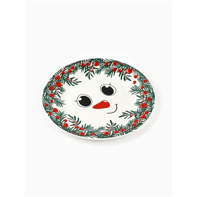 Тарелка плоская новогодняя «Снеговик Крош», d=20 см