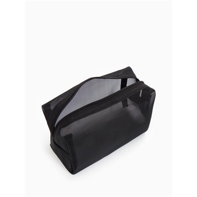 Косметичка Classic, полупрозрачная, на молнии, чёрная
