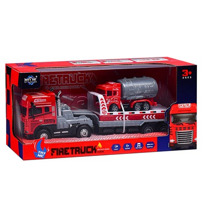 Машина "Перевозчик пожарной техники" (свет,звук) в коробке