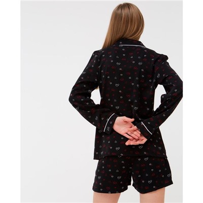 Пижама женская (рубашка, шорты) MINAKU: Light touch, размер 42, чёрная