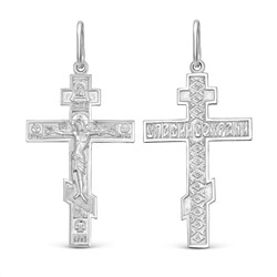 Крест из серебра родированный - 4,5 см 925 пробы К3-440р