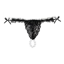Набор Brazilian Panty: черные трусики со стимулирующими бусинами и массажный гель Sliding Gel Strawberry