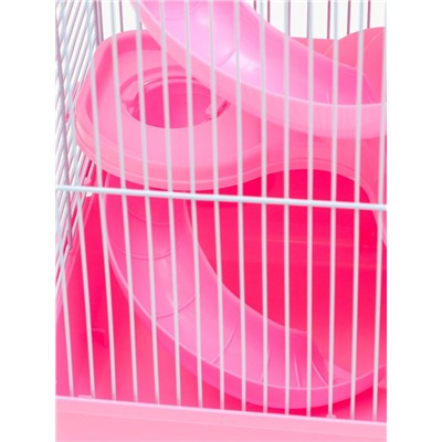 Клетка для мелких грызунов «Пижон», с наполнением, 27×21×40 см, розовая