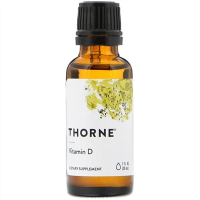 Thorne Research, витамин D, 25 мкг (1000 МЕ), 30 мл (1 жидк. унция)