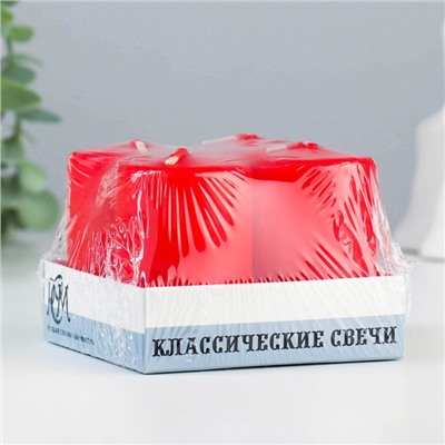 Набор свечей - цилиндров «Интерьерный», 4 шт., 6×4 см, 10 ч, красный