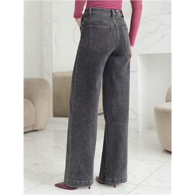 Джинсы трубы прямые с декоративной стиркой из эластичного денима