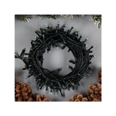 Гирлянда «Нить» 7 м, IP20, тёмная нить, 180 ламп, свечение тёплое белое, 8 режимов, 220 В