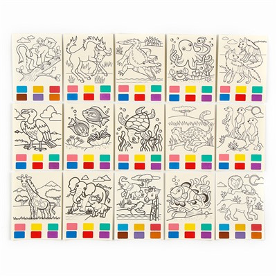 Водная раскраска «Животные», с кисточкой и мольбертом