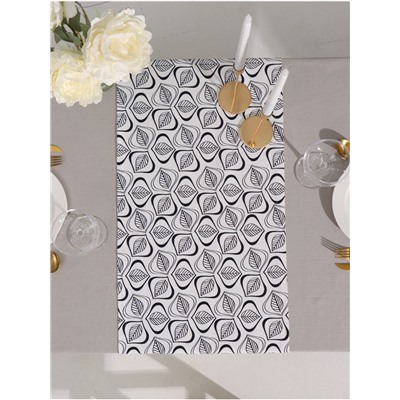 Дорожка на стол Этель Leaves 40×149 см, 100% хлопок, саржа 190 г/м², белая/чёрная
