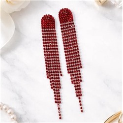 Серьги длинные висячие со стразами "Вечерние", цвет: красный, арт.012.011