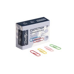 Скрепки канцелярские GLOBUS, 28 мм, 70 шт., цветные, МИКС