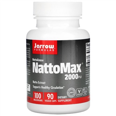 Jarrow Formulas, NattoMax, 2000 FU, 100 мг, 90 вегетарианских капсул