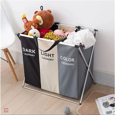 Корзина для сортировки белья 3 секции DARK/COLOR/LIGHT