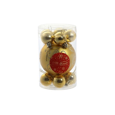 Ёлочные игрушки «Глория - вензель», шары новогодние, 11 шт., d=8/2.5 см, золото