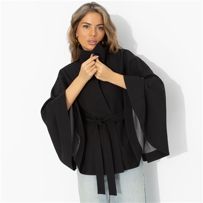 Жакет‑кейп на подкладе, Дикое притяжение (с поясом)