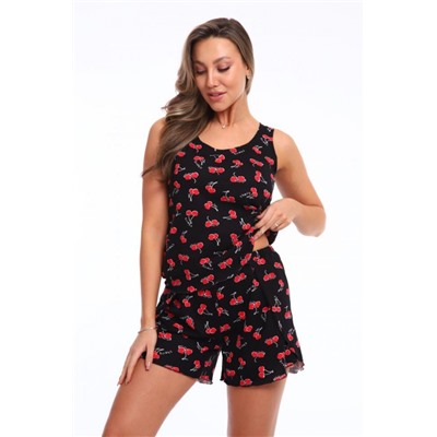 Пижама с шортами "Флирт"056 (Черный, красный)