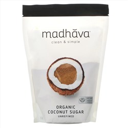 Madhava Natural Sweeteners, органический кокосовый сахар, нерафинированный, 454 г (1 фунт)