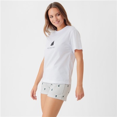 Пижама новогодняя женская (футболка, шорты) KAFTAN «Елки», размер 48-50