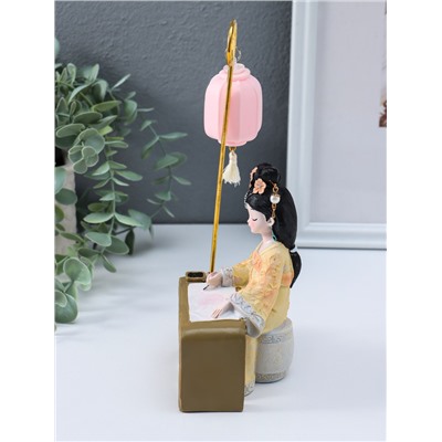 Фигурка светящаяся «Девочка в кимоно занимается каллиграфией», полистоун, 3×AG3, 6.8×11.5×21 см