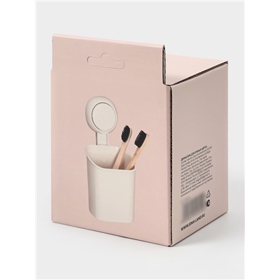 Стакан для зубных щёток на вакуумной присоске, пластик, 9×7.7×19 см, белый