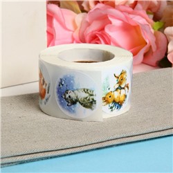 Наклейки в рулоне новогодние «Друзья», для декора и подарков, 500 шт., 3.8×3.8 см