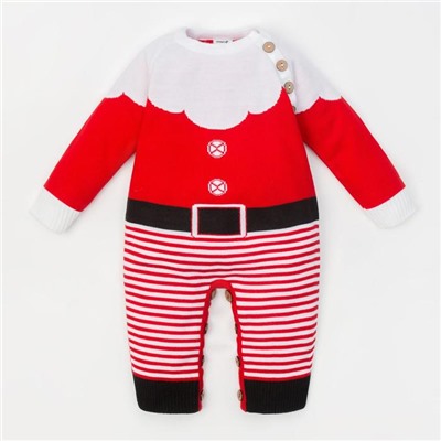 Комбинезон детский вязаный «Крошка Я. Костюм Деда Мороза», рост 68-74 см