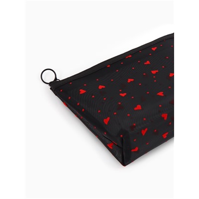 Косметичка женская Little love, с рисунком, на молнии, чёрная