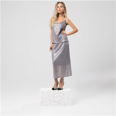 Юбка с пайетками на подкладе, Сияние гламура (royal silver)