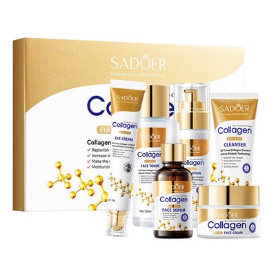 Набор для лица с Коллагеном 6 средств в подарочной коробке Sadoer