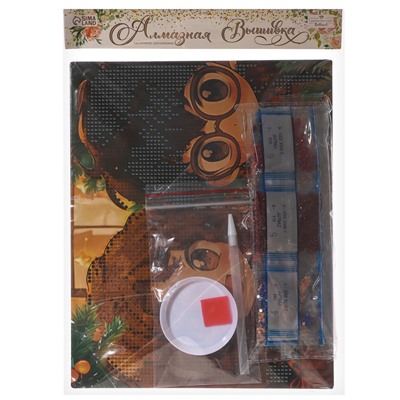 Алмазная мозаика на новый год с частичным заполнением «Друзья», 20×25 см, набор для творчества