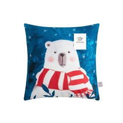 Подушка декоративная новогодняя «Этель. Мишка», 40×40 см, 100% п/э, велюр