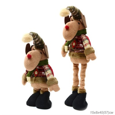 Новогоднее украшение Олень на телескопических ножках 38-48 см / Е149 /уп 60/